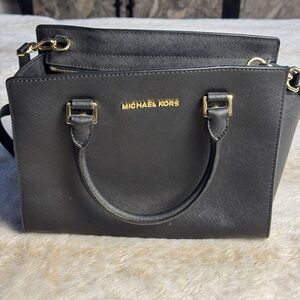 Michael Kors Black Satchel with Gold Accents